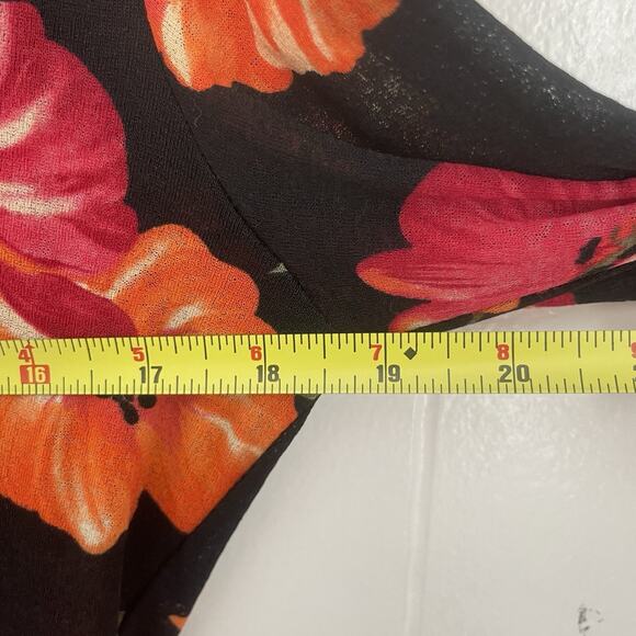 Y2K Floral Mesh Ruffle Top Sheer Long Sleeve Whimsigoth Romantic Black M Fairy - Picture 5 of 7